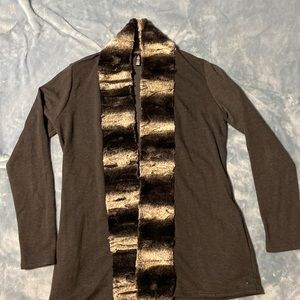 Saks fifth avenue cardigan with faux fur detail